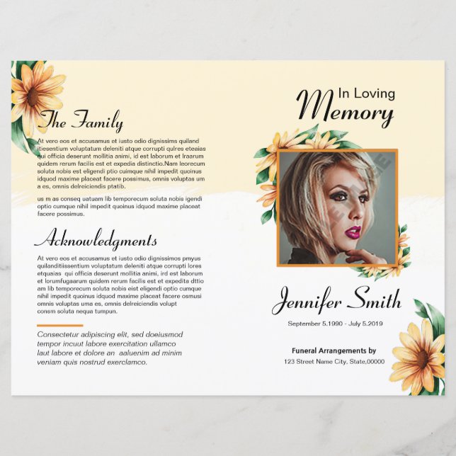 Modèle du programme funéraire floral (Devant)