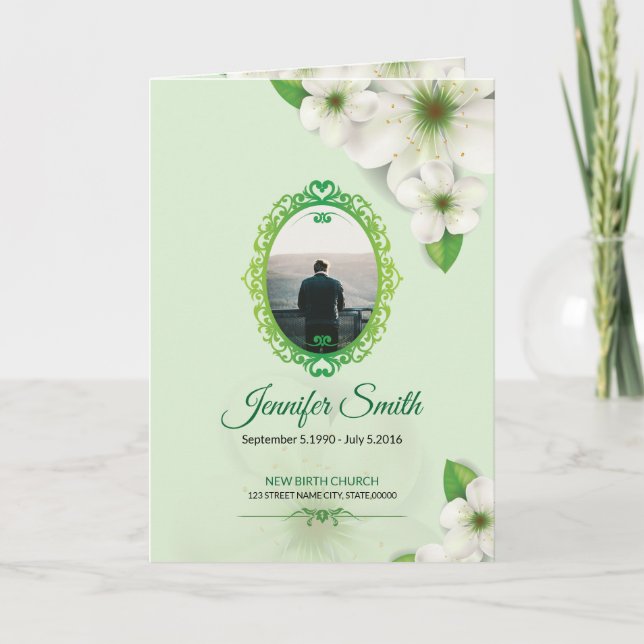 Modèle du programme funéraire floral imprimable (Devant)
