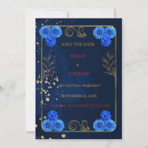 Modèle Élégant de Faire-Part de Mariage Bleu Marin