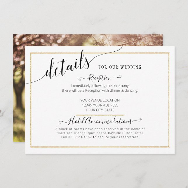 MODÈLE Elegant Script Gold Détails du Mariage  (Devant / Derrière)