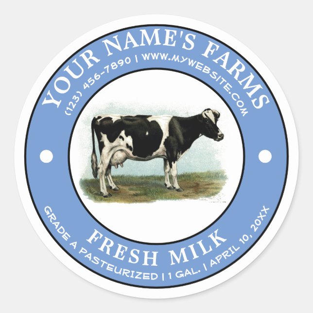 Modèle Étiquette de lait frais (Devant)