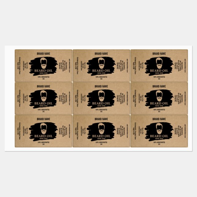 Modèle Étiquette d'huile de barbe paquet produit (Feuille)