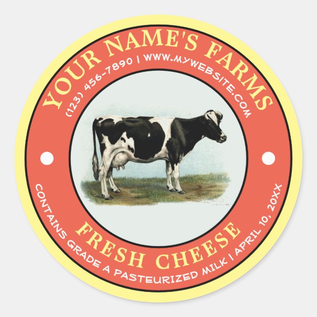 Modèle Étiquette vintage au fromage frais (Devant)