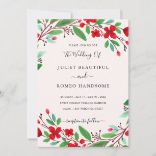 Modèle Faire-part de mariage d'aquarelle Fleurs ro