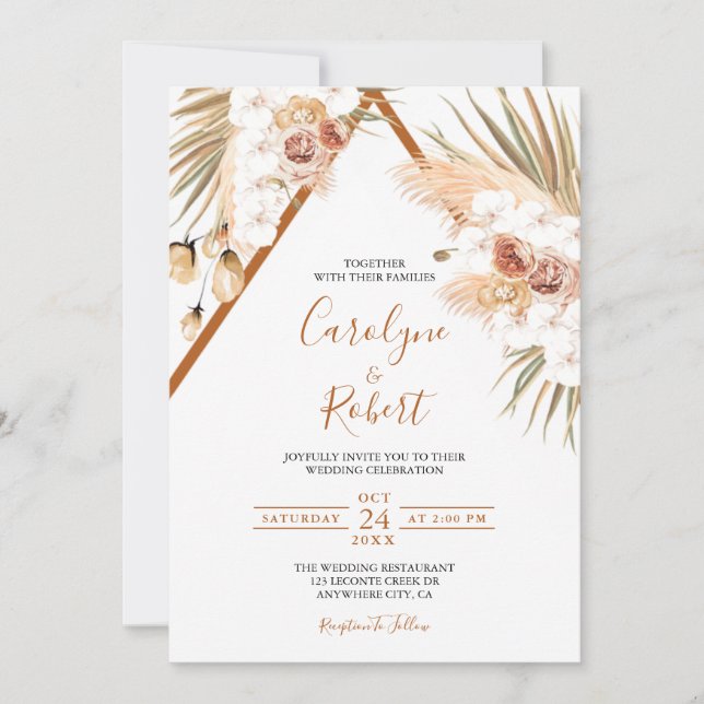 Modèle Faire-part de mariage en terre cuite Boho (Devant)