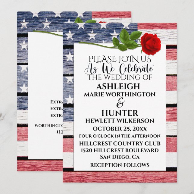 Modèle Faire-part de mariage patriotique (Devant / Derrière)