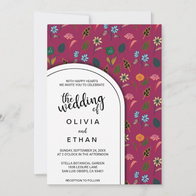 Modèle fleuri été élégant Mariage Invitation (Devant)