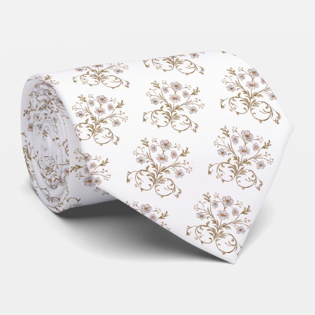 Modèle floral bleu blanc cravate (Roulé)