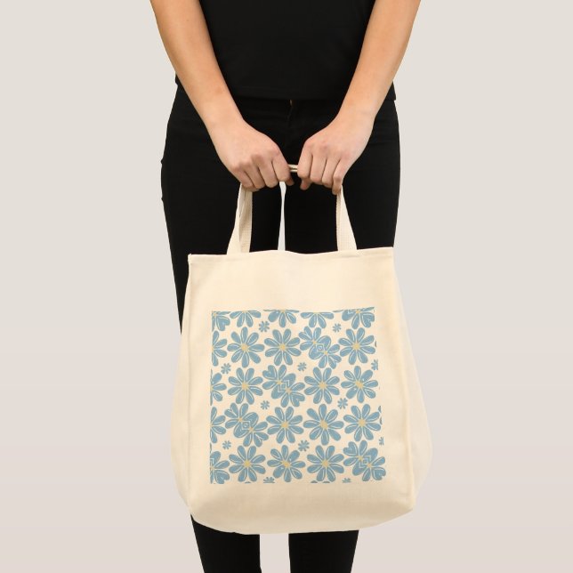 Modèle floral bleu - Sac fourre-tout (Devant (produit))