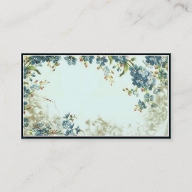 Modèle floral bleu victorien de carte de visite (Devant)