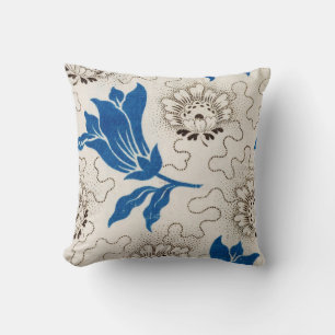 Modèle floral bleu vintage et ivoire COUSSIN