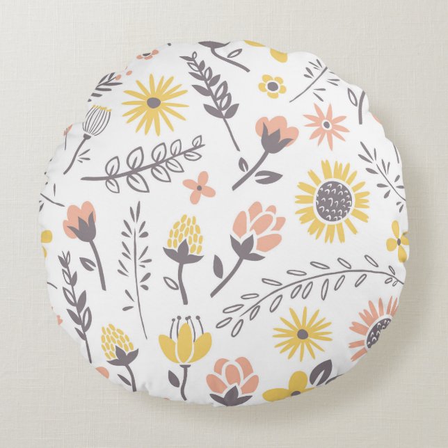 Modèle floral coussin rond (Devant)