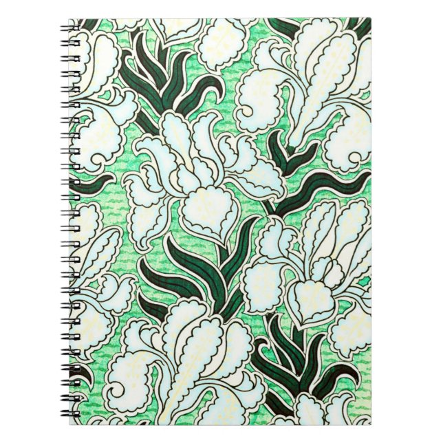 Modèle floral de style vintage dans Green Journal (Devant)