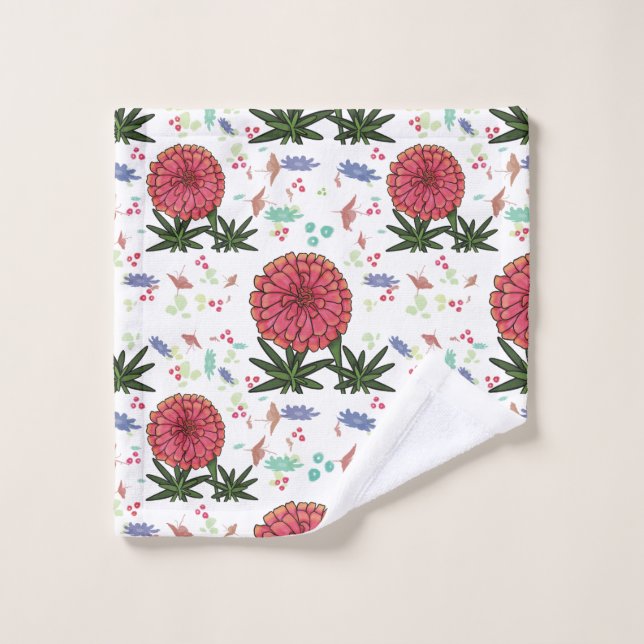 Modèle floral de Zinnia (Gant de toilette)