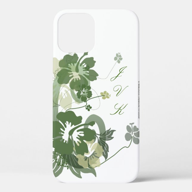 Modèle Floral hawaïen en vert Coque monogrammé - (Verso)