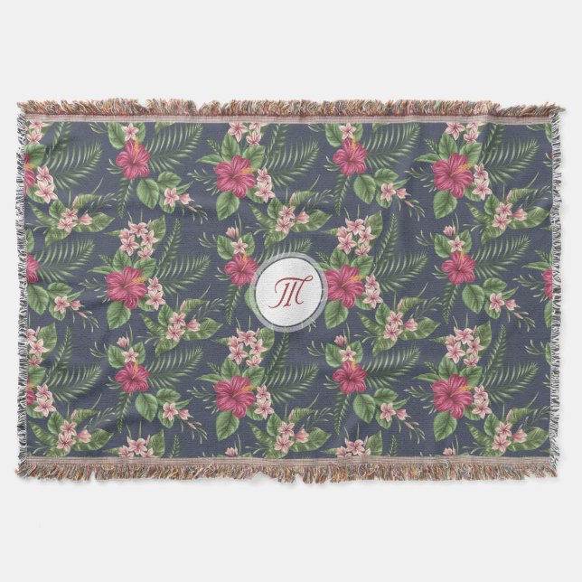Modèle floral Hibiscus Monogramme T couverture (Devant)