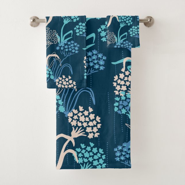 Modèle Floral Hydrangea stylisé - Bleu élégant (En situation)