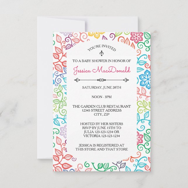 Modèle floral - Invitation Baby shower 3x5 (Devant)
