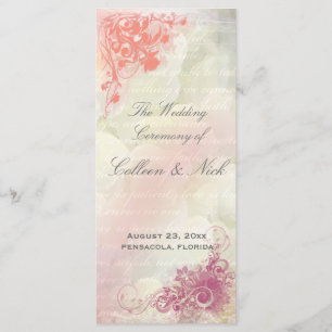 Modèle floral romantique de programme de mariage