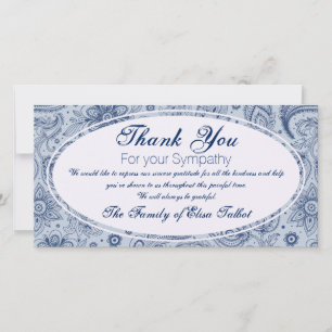 Modèle Floral Vintage bleu 2 Merci de Sympathie P