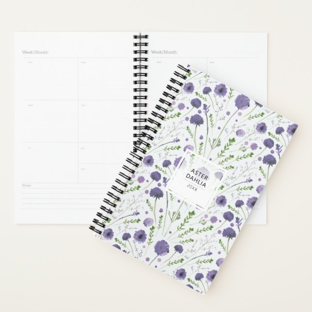 Modèle floral violet élégant du planificateur (Devant avec enveloppe)