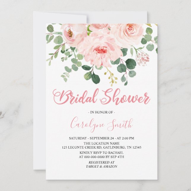 Modèle Invitation de Fête des mariées rose pâle (Devant)