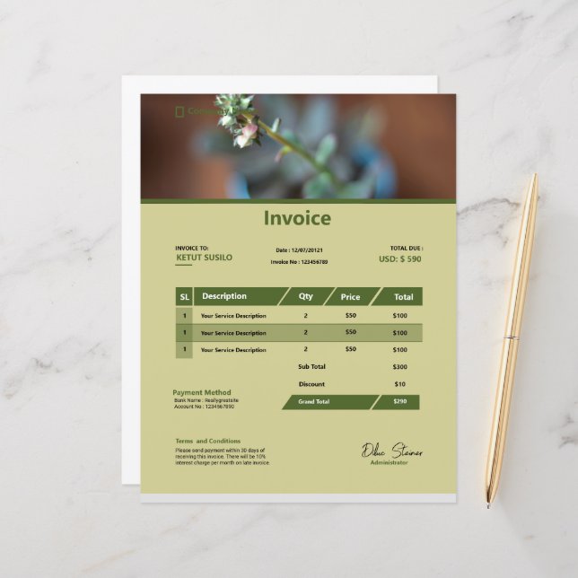 Modèle invoice multipurpose (Devant/Arrière en situation)