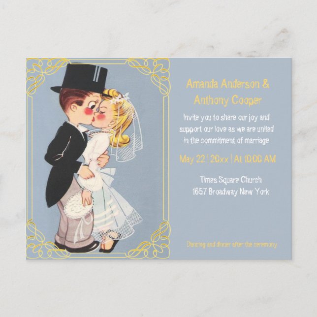 Modèle mariage de dessin animé mignon et drôle (Devant)