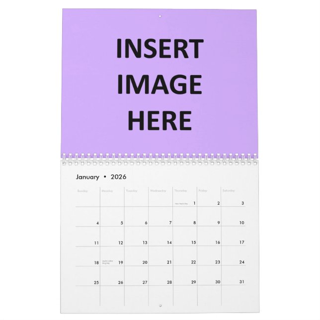 Modèle mensuel de calendrier imprimé par coutume (Jan 2026)