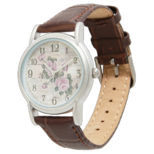 Modèle: Montre-bracelet en cuir Brown pour femmes