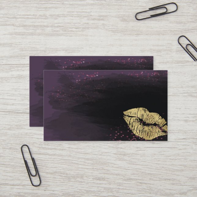 Modèle noir et pourpre de carte de visite de (Devant/Arrière en situation)