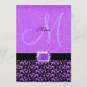 Modèle noir pourpre de menu de mariage