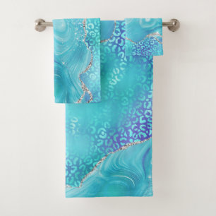 Modèle Paillettes Or Agate Léopard Bleu