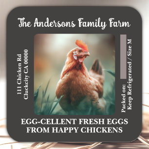 Modèle photo de poulet Étiquette carton d'oeuf per