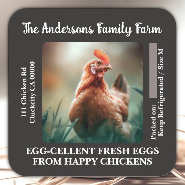 Modèle photo de poulet Étiquette carton d'oeuf per (Créateur téléchargé)