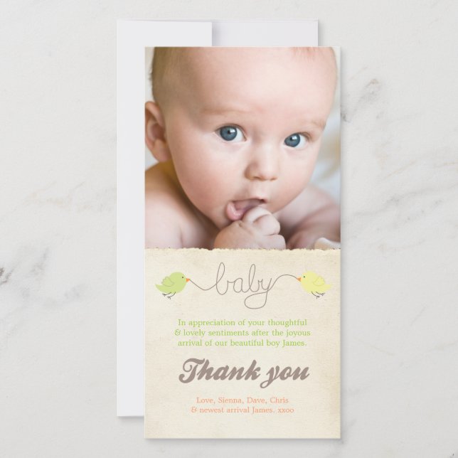 Modèle photo mignon de bébé de note de Merci (Devant)