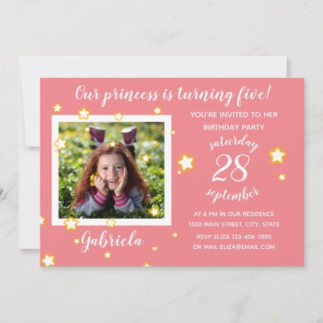 Modèle photo rose - Invitation d'anniversaire (Devant)
