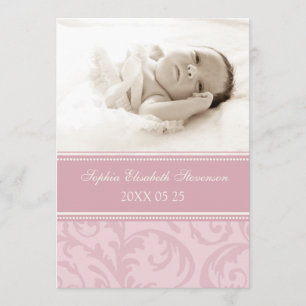 Modèle photo rose Nouveau Faire-part de naissance