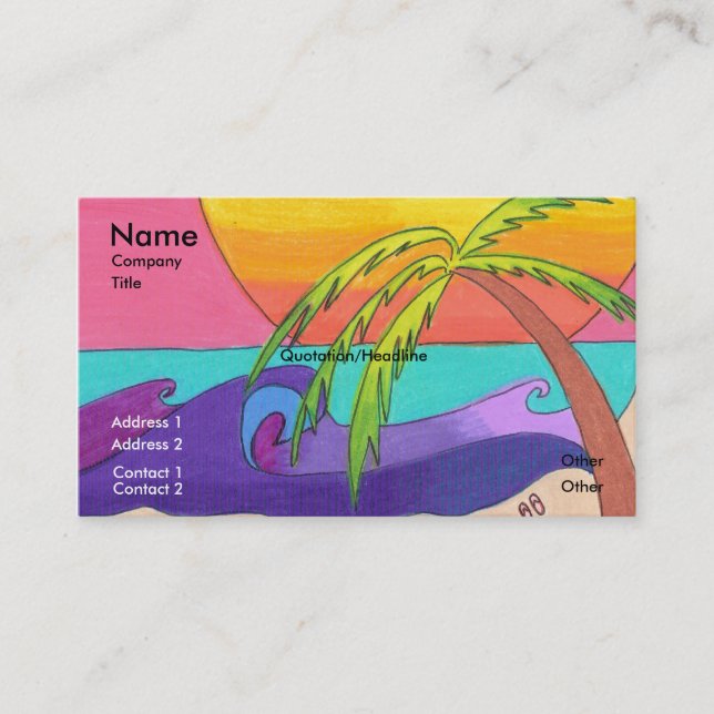 Modèle pour la plage allé de carte de visite (Devant)
