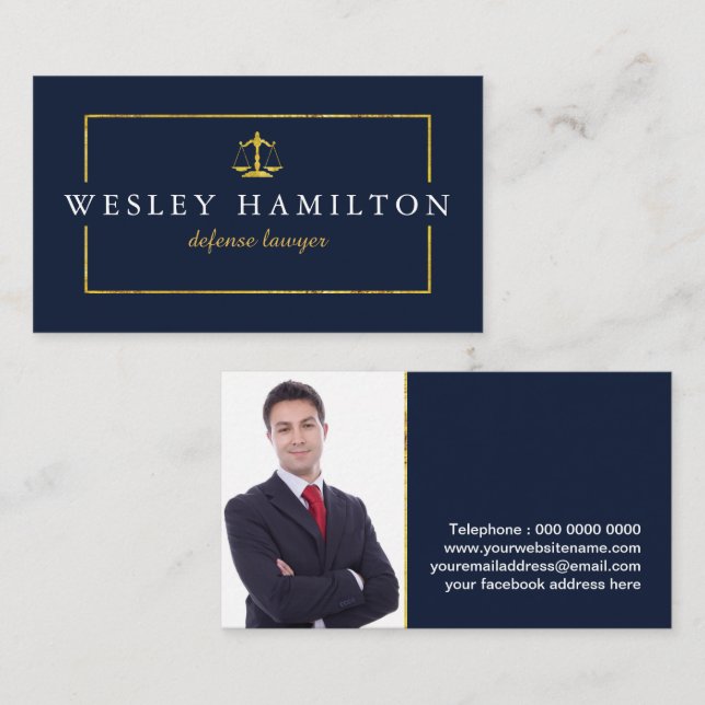 Modèle professionnel de carte de visite d'avocat (Devant / Derrière)