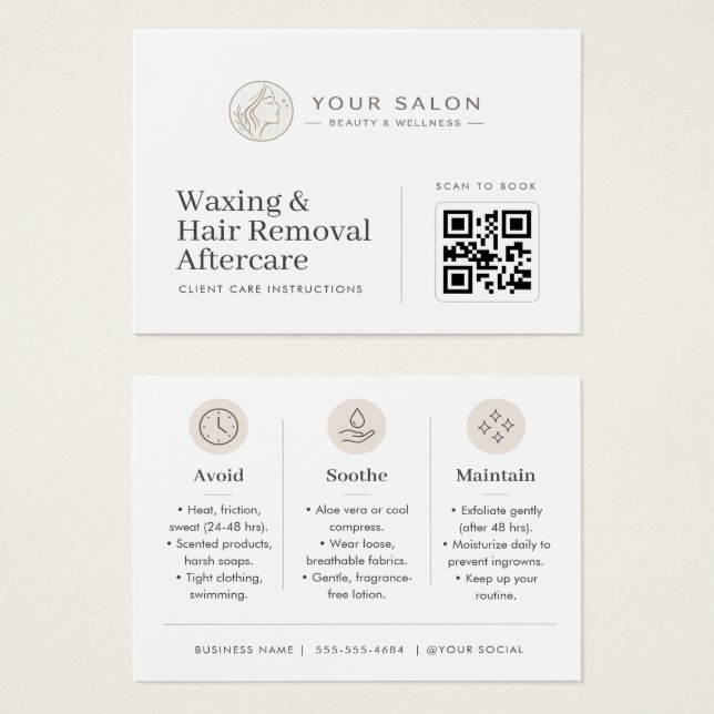 Modèle QR de soins après épilation à la cire beige (Devant & derrière)