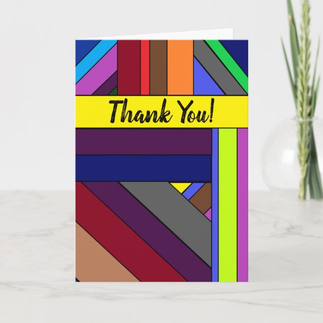 Modèle rayé multicolore, carte Merci ! (Devant)