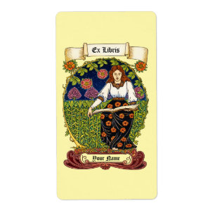 Modèle rétro Art Nouveau Ex Libris Fille & Livre