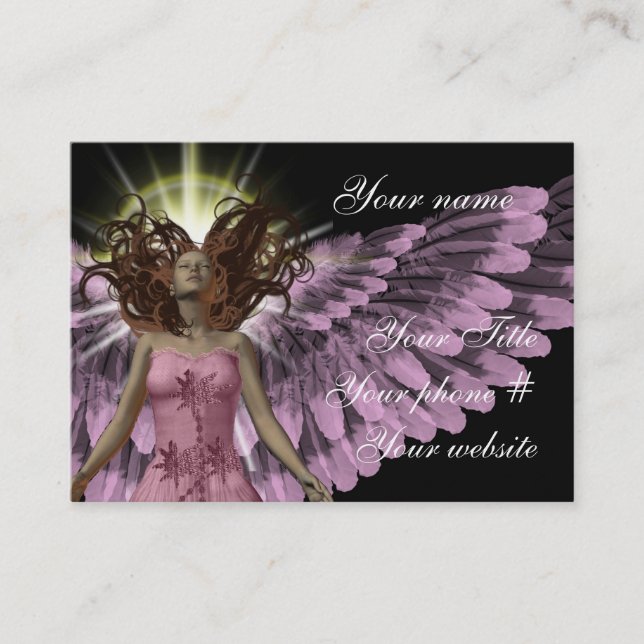 Modèle rose de carte de visite d'ange (Devant)