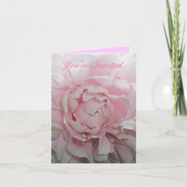Modèle rose de faire-part de mariage de pivoine (Devant)