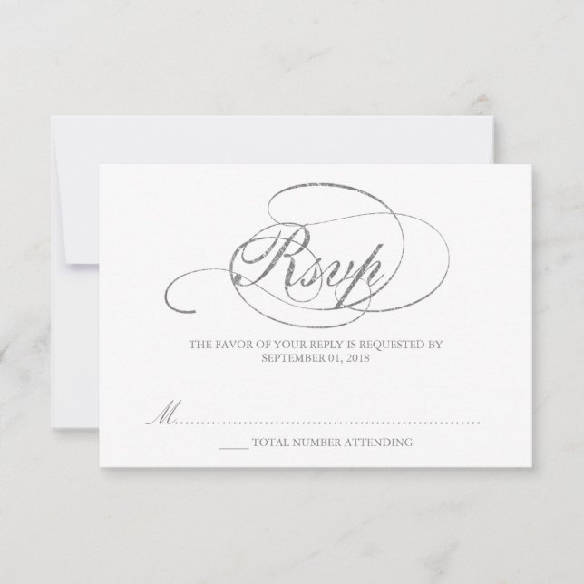 Modèle RSVP Chic Faux Silver Foil Wedding (Devant)