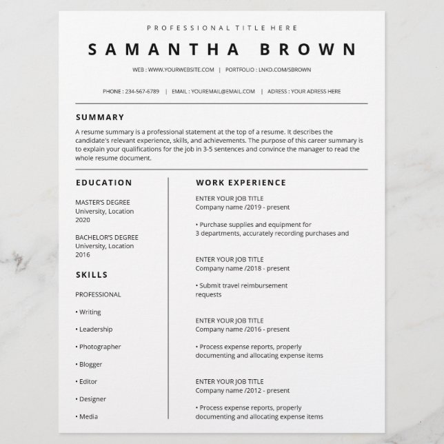 Modèle simple CV moderne cv (Devant)