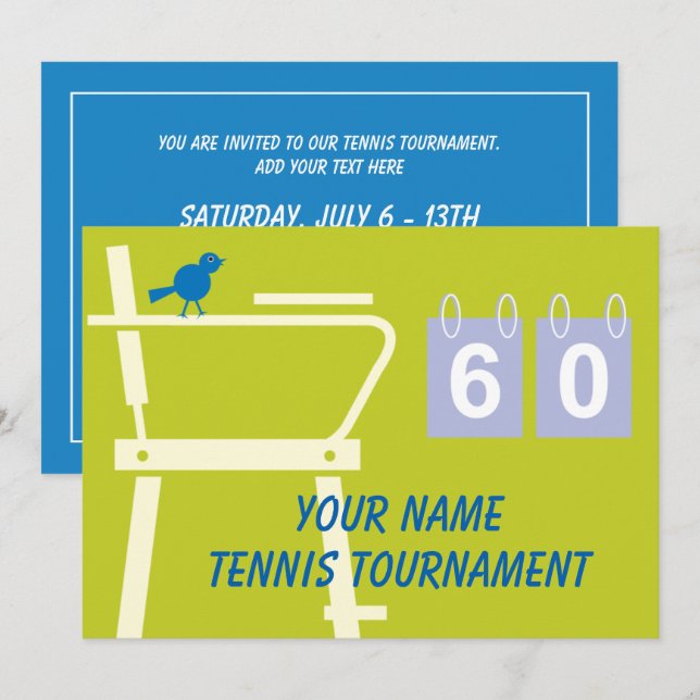 Modèle simple invitation tournoi de tennis (Devant / Derrière)