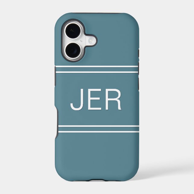 Modèle turquoise moderne avec initiales monogramme (Verso)