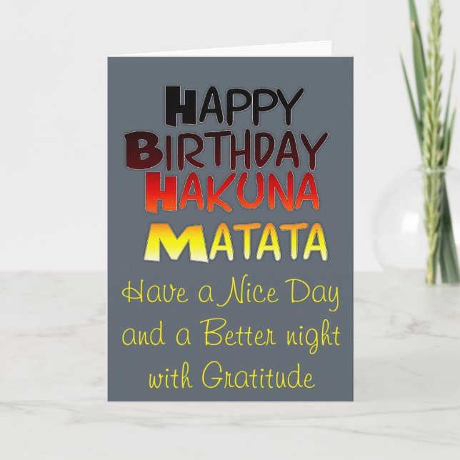 Modèle vertical de la carte de voeux Hakuna Matata (Devant)